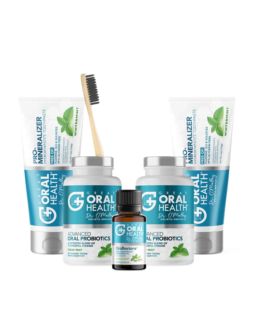 Group of oral health products.